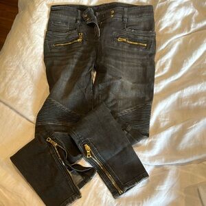 Balmain black jeans with gold zippers